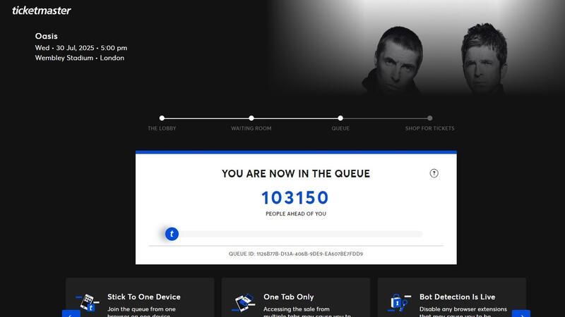 Die Online-Warteschlangen waren lang, um an Oasis-Tickets zu gelangen.