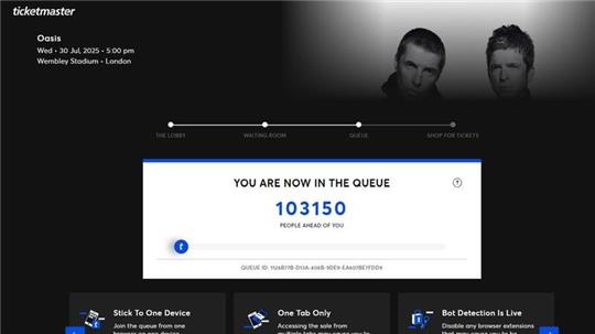 Die Online-Warteschlangen waren lang, um an Oasis-Tickets zu gelangen.
