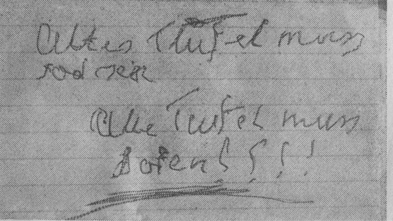 Erst Kaffee, dann brutal erschlagen: Der älteste ungeklärte Mordfall – und eine krude Notiz Die Polizei fand einen Zettel, auf dem offenbar der Täter schrieb: „altes Teufel muss tod sein“.