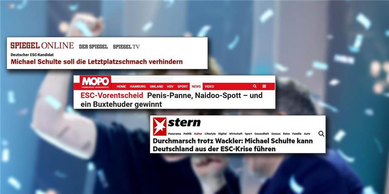 Die Reaktionen in der deutschen Presse zum Sieg von Michael Schulte fallen unterschiedlicha aus. Foto: dpa/Monate: Schulz