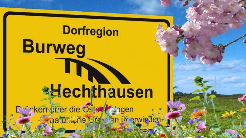 Dorfregion über die Oste ist ein Erfolg – Nächste Projekte in Burweg bewilligt "Die Region blüht auf" - unter diesem Motto stand von Beginn an die Idee der Dorfregion, die Burweg und Hechthausen über Kreisgrenzen hinweg verbindet. Fotomontage: Wolff