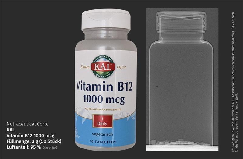 Verbraucherzentrale: Das sind die größten Mogelpackungen im Supermarkt Die Röntgenaufnahme (rechts) zeigt: In dem Vitamin-Fläschchen sind 95 Prozent Luft. Foto: GSI/Verbraucherzentrale Hamburg