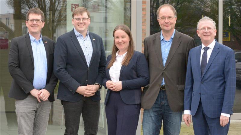 Die SPD-Spitzenkandidaten für die Kommunalwahl am 13. September (von links): Björn Protze, Jan Büther, Corinna Lange, Stefan Schimkatis und Christian Krüger.