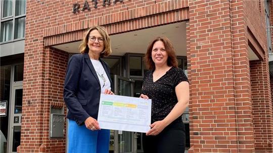 Die Samtgemeinde Harsefeld beginnt mit der kommunalen Wärmeplanung: Samtgemeindebürgermeisterin Ute Kück (links) mit der Klimaschutzmanagerin Mareike Wilshusen.