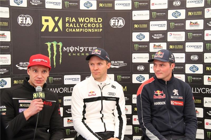 Die Schnellsten am Sonnabend (von links): Janis Baumanis, Mattias Ekström und Davy Jeanney. Fotos Scholz