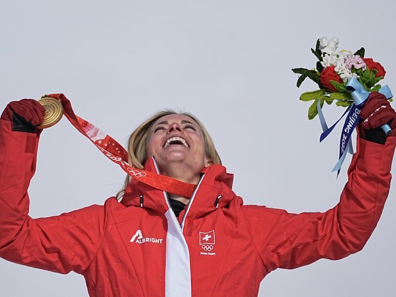 Die Schweizerin Lara Gut-Behrami war im Super-G eine Klasse für sich. Foto: Michael Kappeler/dpa