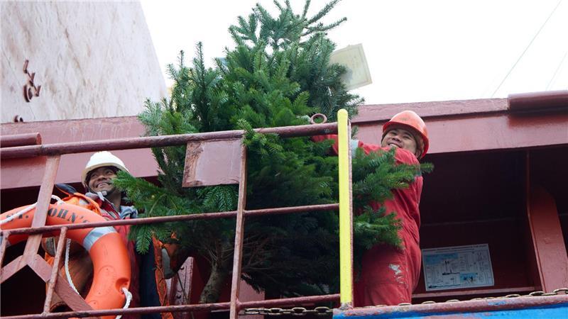 Die Seeleute freuen sich über den weihnachtlichen Gruß.