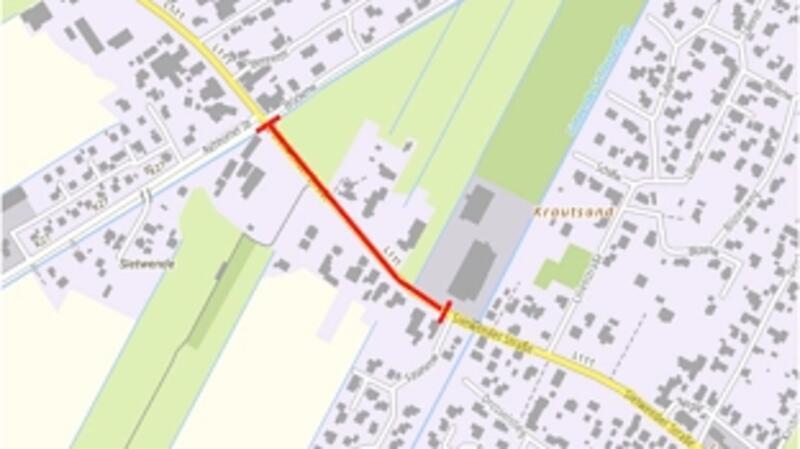 Die Sietwender Straße wird in diesem Abschnitt gesperrt.