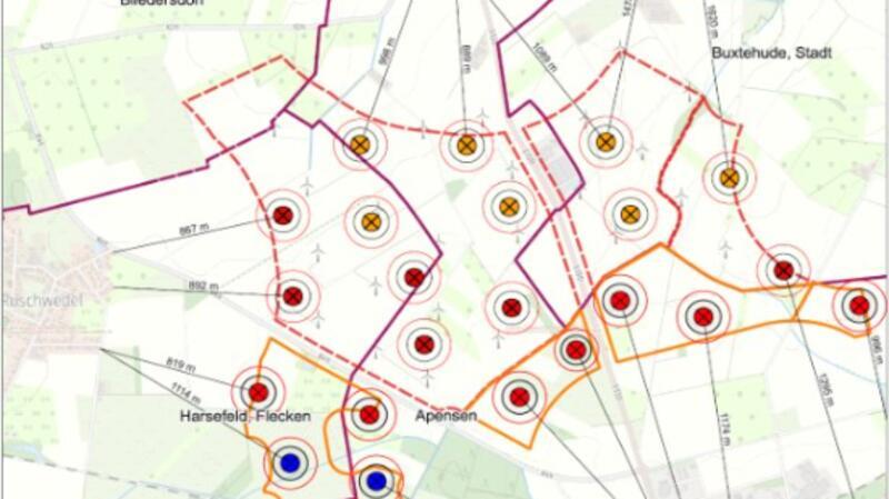 Apensens Windpark wird erweitert – Sorgen um Lärm, Schall und Schatten Die Skizze zeigt den letzten Planungsstand am Windenergiestandort Apensen, aber noch nicht die finale Umsetzung.