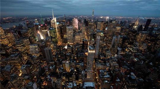 Die Skyline von Manhattan mit ihren vielen Bürotürmen. Ein ungewöhnlich starkes Erdbeben und mehrere Nachbeben hatten erschüttert.