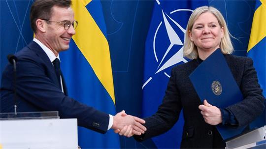 Die Sozialdemokratin Magdalena Andersson und der konservative schwedische Regierungschef Ulf Kristersson. (Archivbild)