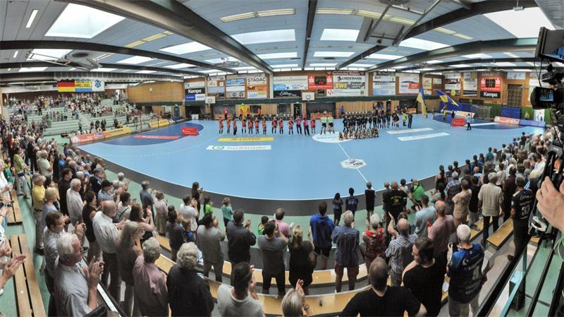 Die Sporthalle Nord bei einem Bundesligaspiel des Buxtehuder SV.