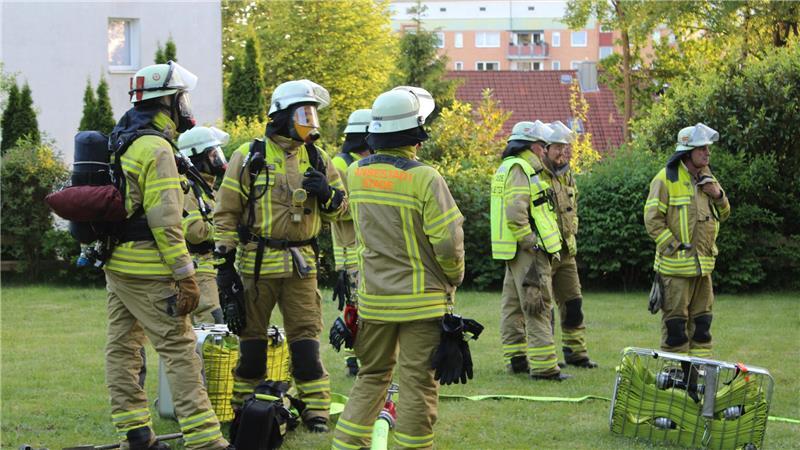 Fettbrand in Stade: Feuerwehr rettet zwei Katzen aus Wohnung Die Stader Feuerwehr war mit etwa 30 Einsatzkräften vor Ort.