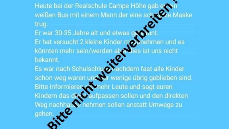Die Stader Polizei warnt vor einer Falschmeldung.