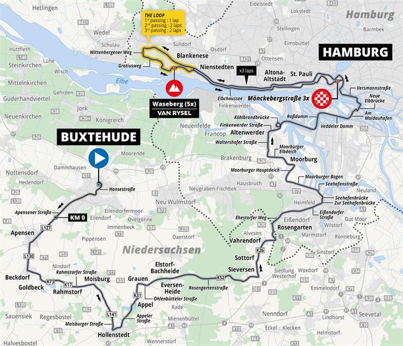 Cyclassics: Das müssen Besucher zum Start in Buxtehude wissen Die Strecke der Profis: Start ist wie vor einem Jahr in Buxtehude.