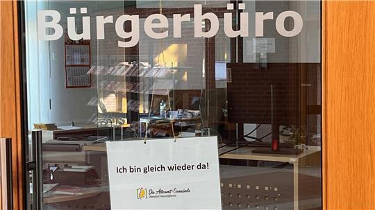 Die Tür zum Bürgerbüro blieb im letzten Jahr krankheitsbedingt manches Mal geschlossen. Ab Mai soll es am Standort Oldendorf ganz geschlossen werden.