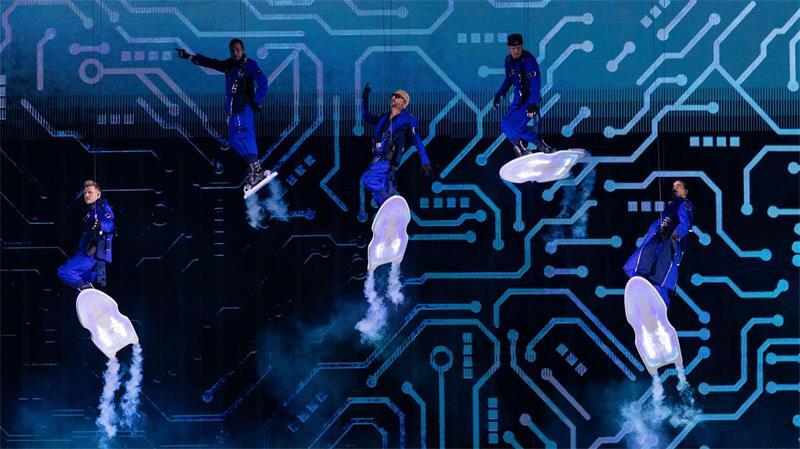 Die US-amerikanische Boygroup Backstreet Boys beim Auftakt ihrer Konzertserie „Into The Millennium“ in der Merkur Spiel-Arena in Düsseldorf.
