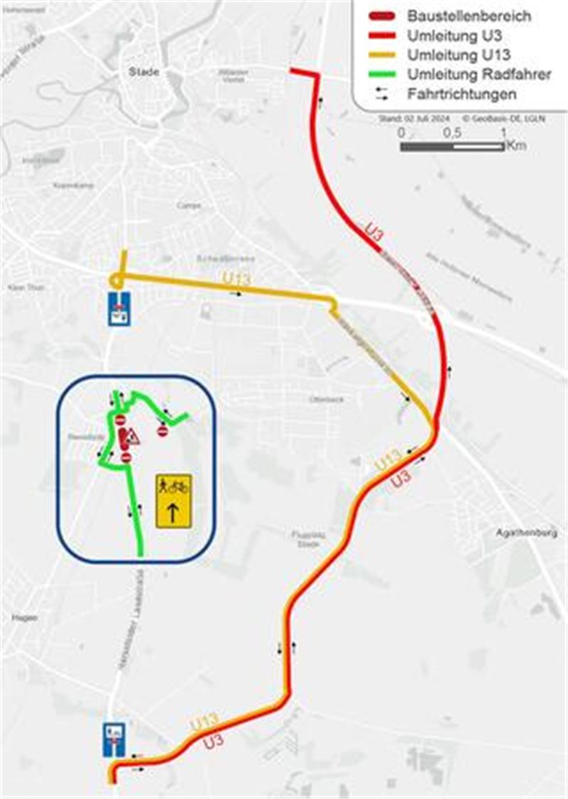 Bahnübergang dicht: Wichtige Straße in Stade wird wochenlang gesperrt Die Umleitung.