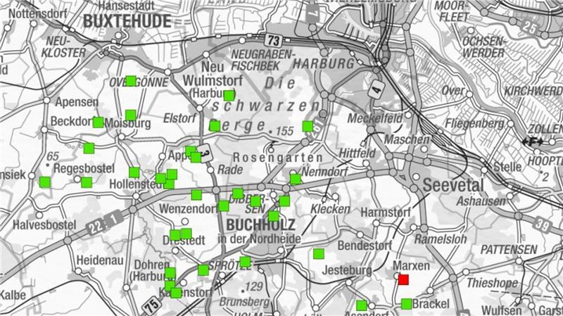 Nach Wolfsattacke auf Bauernhof: So viele Risse gibt es im Landkreis Die Umweltkarte Niedersachsen zeigt alle gemeldeten Nutztierrisse in Niedersachsen. Dieser Ausschnitt zeigt alle Risse seit 2023. Rote Vierecke stehen für Angriffe auf Rinder, grüne Vierecke für Schafe.