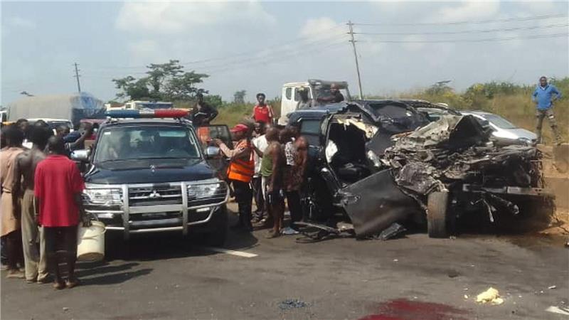 Die Unfallstelle des Unglücks, bei dem zwei Freunde von Boxstar Anthony Joshua ums Leben kamen.