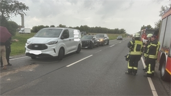 Die Unfallwagen in der Warteschlange in Wischhafen: Die Fahrzeuge wurden aufeinandergeschoben.