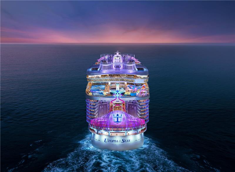 So viel Luxus bieten die neuen Kreuzfahrtschiffe 2024 Die «Utopia of the Seas» wird von Port Canaveral in Florida aus zu kurzen Karibik-Kreuzfahrten starten. Foto: Royal Caribbean/dpa-tmn