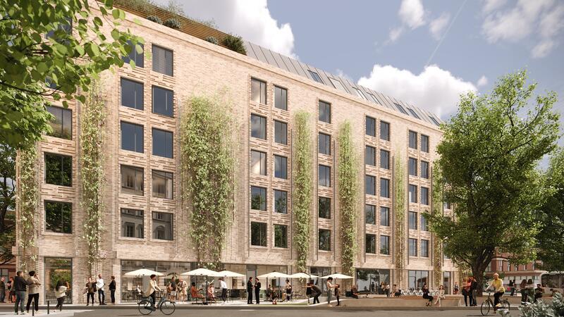 Die Visualisierung zeigt das in diesem Sommer eröffnete Apartmenthaus für 140 Auszubildende der Haspa in Hamburg-Altona. Es gilt als Beispiel für teilweise serielles Bauen - und als bezahlbar.