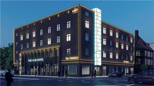 Die Visualisierung zeigt, wie das einstige NS-, später Gewerkschaftshaus in Bremerhaven als neues Apartmenthaus für Studenten aussehen wird. Foto: Schmidt Real Estate