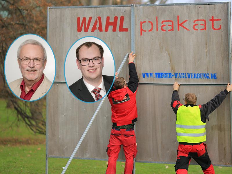 Die Wahlplakate der Kommunalwahl sind verschwunden. Heiko Kania (Foto links) und Matthias Mittlmejer (rechts) fanden Klingen dahinter. Foto: dpa