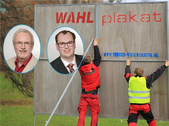Die Wahlplakate der Kommunalwahl sind verschwunden. Heiko Kania (Foto links) und Matthias Mittlmejer (rechts) fanden Klingen dahinter. Foto: dpa