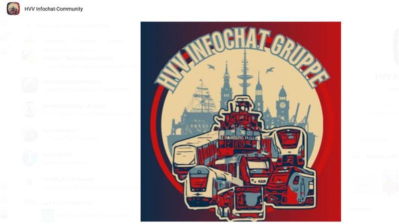 Die Whatsapp-Community "HVV Infochat" gliedert in aktuell 8 Untergruppen, z.B. zum Verkehr in Hamburg und Niedersachsen, auf.