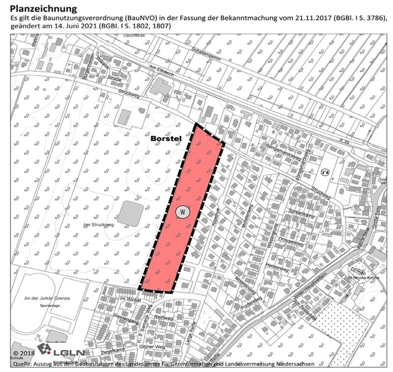 Jork stellt Pläne für neues Baugebiet vor Die Zeichnung zeit das Baugebiet „Westlich des Appelhoffs“ in Jork-Borstel. Zeichnung: Gemeinde Jork