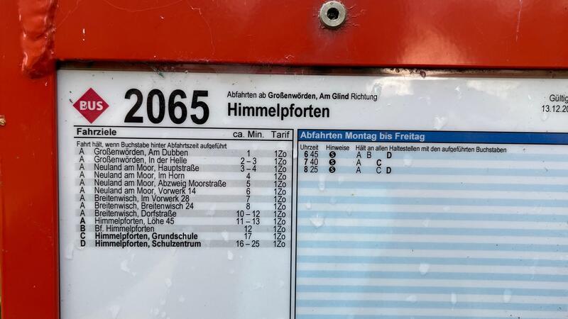 Die aktuellen Bus-Abfahrten in Großenwörden sind auf den Schulbusverkehr reduziert.