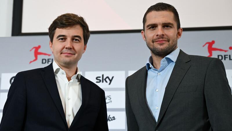 Die beiden DFL-Geschäftsführer Marc Lenz (r) und Steffen Merkel warben zuletzt für den Investoren-Deal.