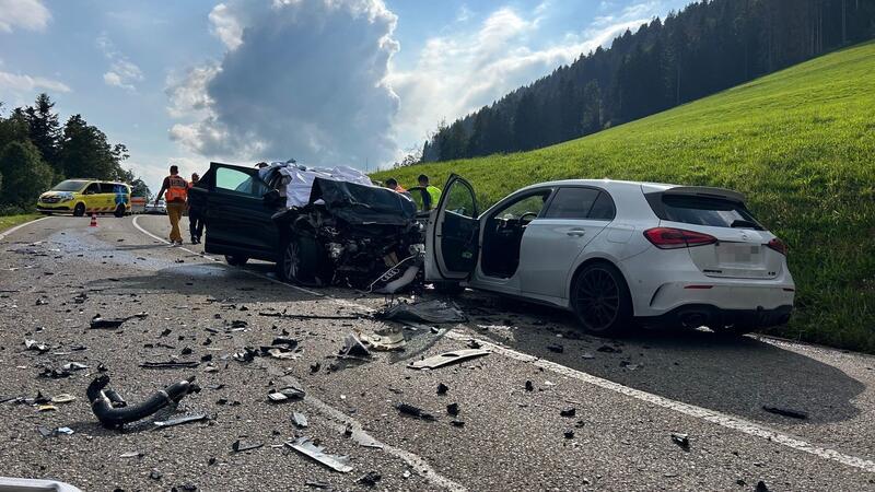 Drei Deutsche bei Unfall in der Schweiz ums Leben gekommen Die drei Deutschen verstarben noch an der Unfallstelle (Handout).