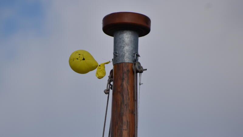 Die freundliche Aufforderung an den Kormoran, zu verschwinden, ist angekommen. Aber eine Dauerlösung können die Ballons nicht sein.