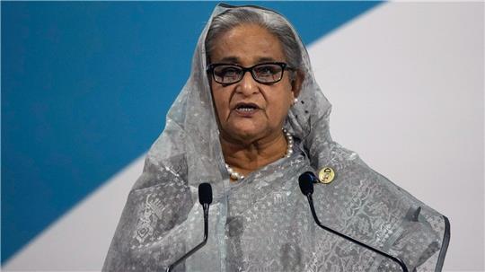 Die frühere Premierministerin von Bangladesch, Sheikh Hasina, hält eine Rede. (Foto Archiv)