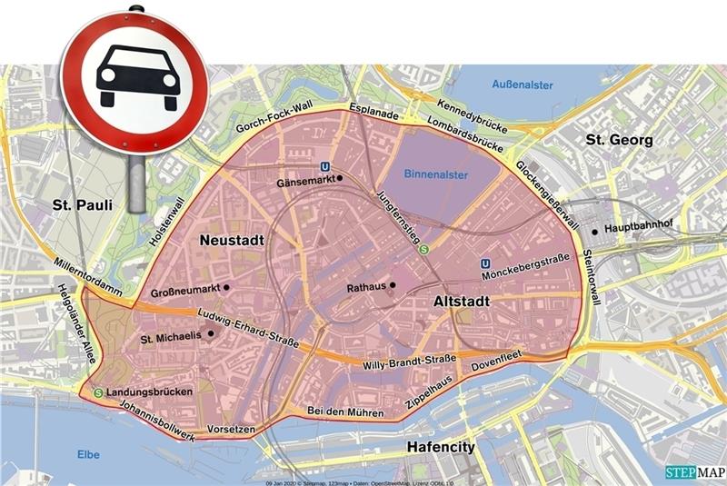 Die gesamte Innenstadt soll vom Individualverkehr befreit werden. Grafik: Klostermann