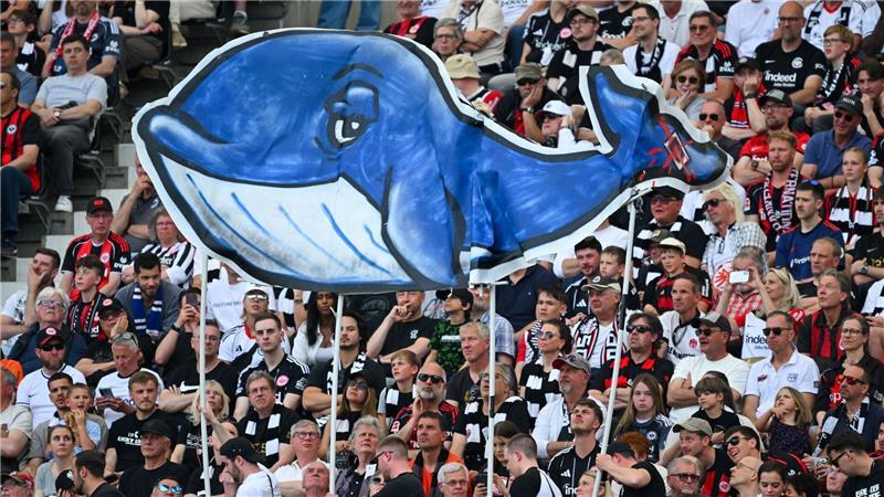 Die kreativste Offensivaktion kam nicht von den Spielern, sondern von den Rängen. Ein Wal wurde durch die Eintracht-Kurve getragen.