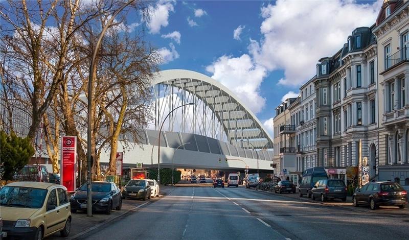 Die neue Stabbogenbrücke in Altona soll 125 Millionen Euro kosten und im Jahr 2027 fertig sein. Foto: Vössing Ingenieurgesellschaft mbH