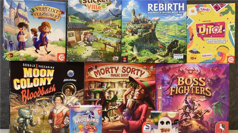 Die nominierten Spiele der Auszeichnungen „Spiel des Jahres“, „Kennerspiel des Jahres“ und „Kinderspiel des Jahres“ für das Jahr 2026 (undatierte Aufnahme).