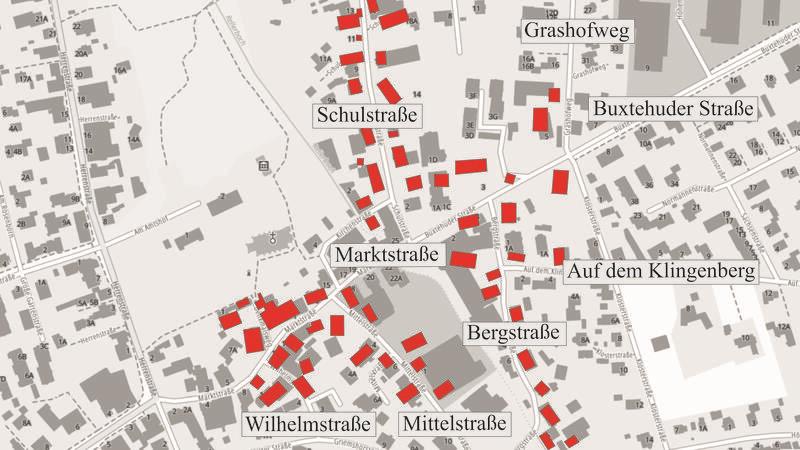 Als in Harsefeld das Feuer wütete: Ortsfeuerwehr erinnert an die Katastrophe vom Mai 1799 Die roten Gebäude fielen 1799 dem Feuer zum Opfer.