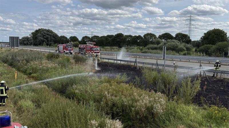 Brände: Traktor am Deich auf Krautsand in Flammen Die rund 35 Feuerwehrleute aus Ladekop und Buxtehude konnten das Feuer am Sonntagnachmittag an der A26 schnell löschen.