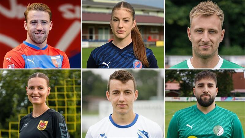 Die sechs Bundesliga-Orakel: Nico von der Reith (obere Reihe von links), Mette Ahrens, Sören Meyer, Pia Teetz (untere Reihe von links), Jacob Kötz und Erhan Danaci.