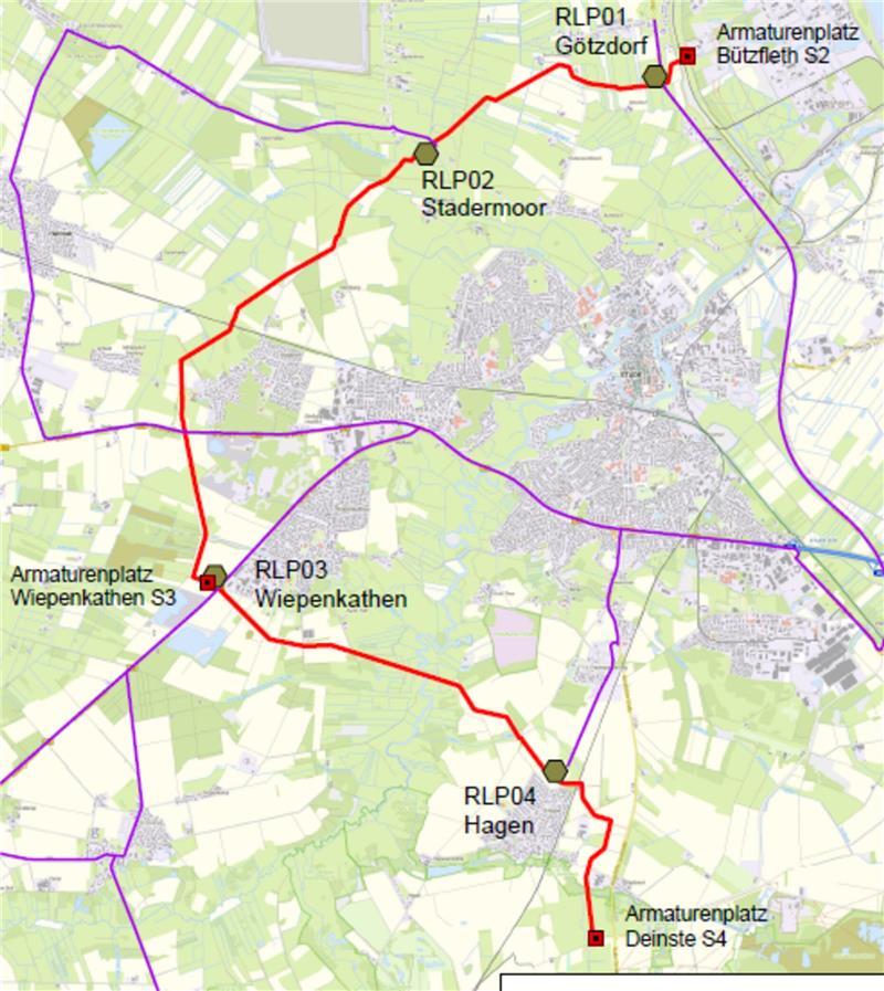 Die zweite Strecke von Gasunie durch den Landkreis Stade ist die ETL 179.200, für die ebenfalls Rohrlagerplätze eingerichtet sind.