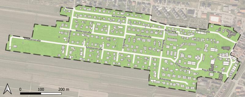 Diese Karte zeigt das Sanierungsgebiet Gartenstraße in Steinkirchen.