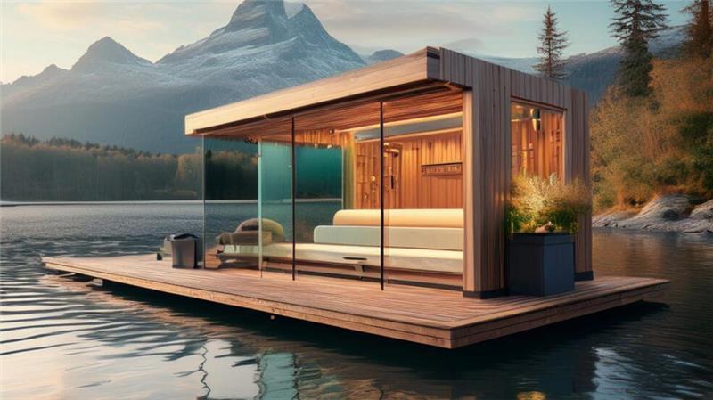 Nackt im Holzhafen: Stade bekommt erste schwimmende Sauna im Norden Diese Visualisierung zeigt, wie eine schwimmende Sauna aussehen kann. An diesem Entwurf orientiert sich der Bau.