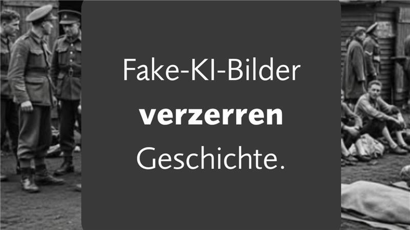 Dieser Screenshot zeigt eines der KI-generierten Bilder, das angeblich im Lager Sandbostel aufgenommen wurde.