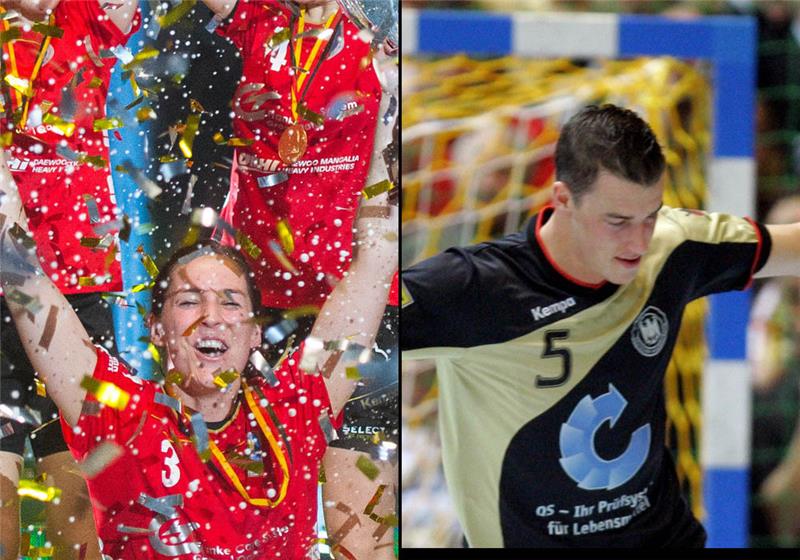 Dominik Klein spielte 187 Mal für die deutsche Nationalmannschaft und gewann 2007 den WM-Titel. Isabell Klein spielte zwischen 2007 und 2016 für den BSV. Ihren größten Erfolg feierte sie mit dem Gewinn des DHB-Pokals 2015. Fotos: dpa