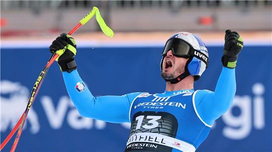 Dominik Paris jubelt über seinen schon fünften Abfahrtssieg in Kvitfjell.